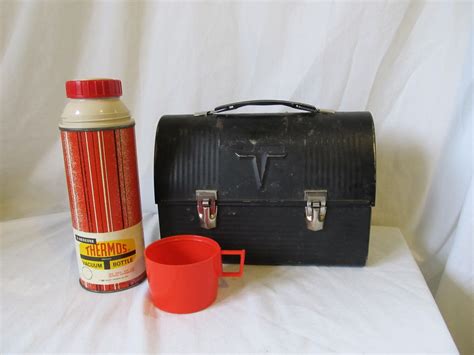 metal lunch box with thermos vintage|1960s vintage lunch boxes.